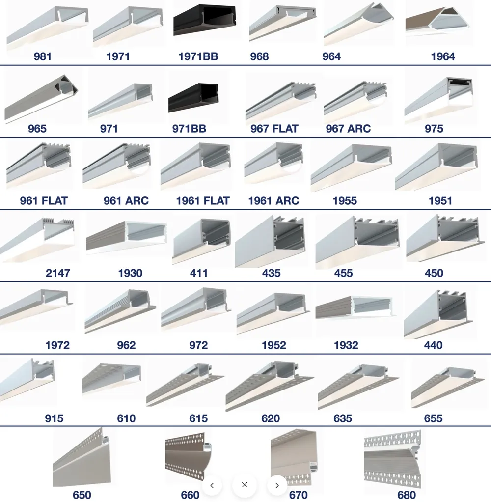 A range of rigid aluminum LED channel profiles from LED Profiles